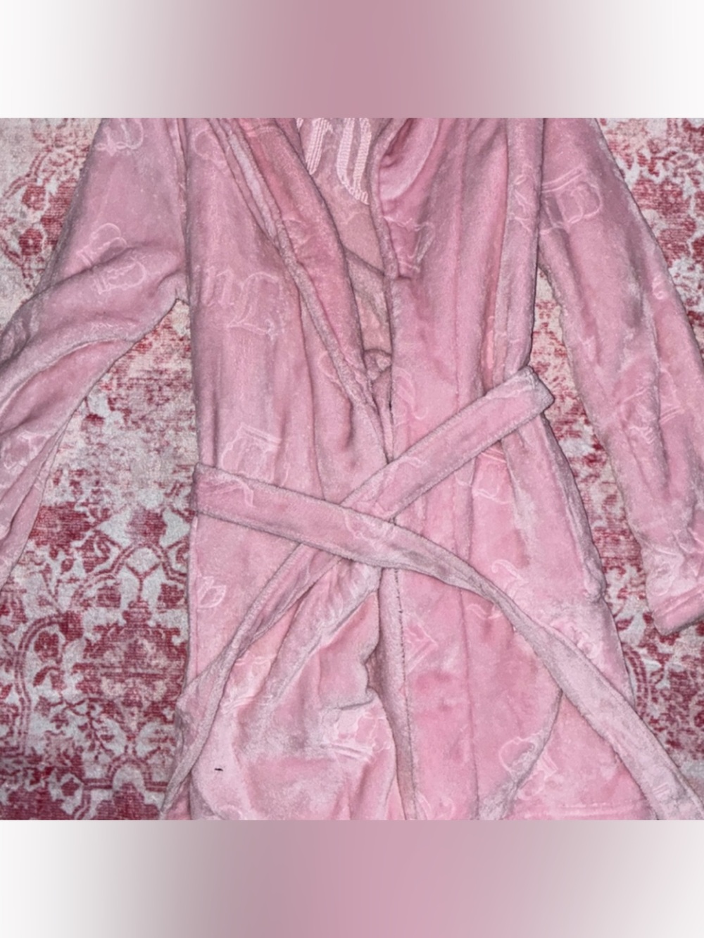 Juicy Couture Pink Logo Plush Robe Women’s S